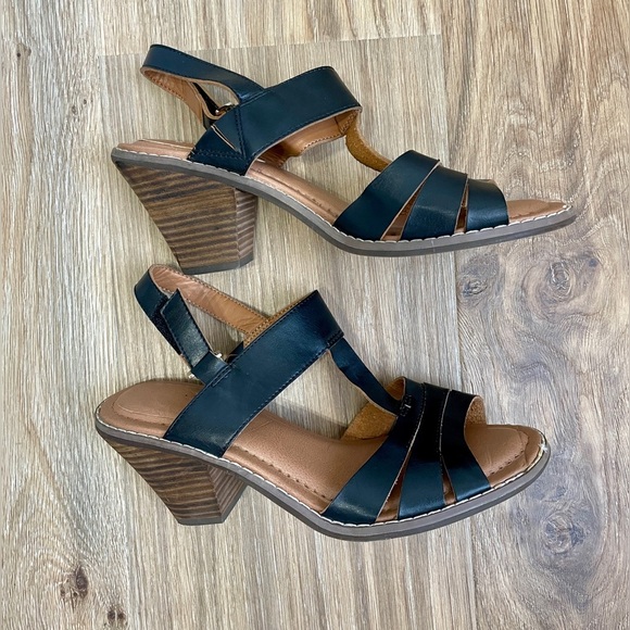 Dr. Scholl's Crystal Black Sandal Heels Size 7.5 - Picture 1 of 5